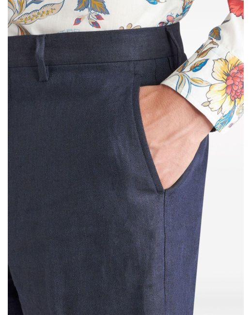 Etro Blue Bermuda Shorts With Pleats for men