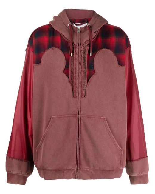 Maison Margiela X Pendleton Hoodie Met Rits En Detail in het Red voor heren
