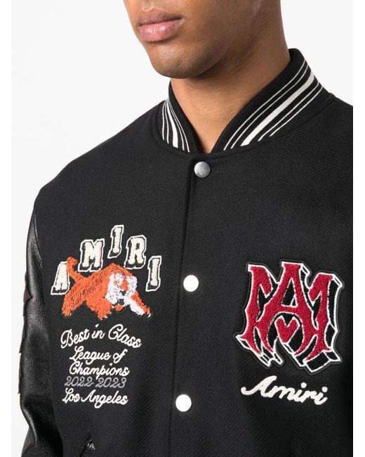 Amiri Black Logo-patch Varsity Jacket for men