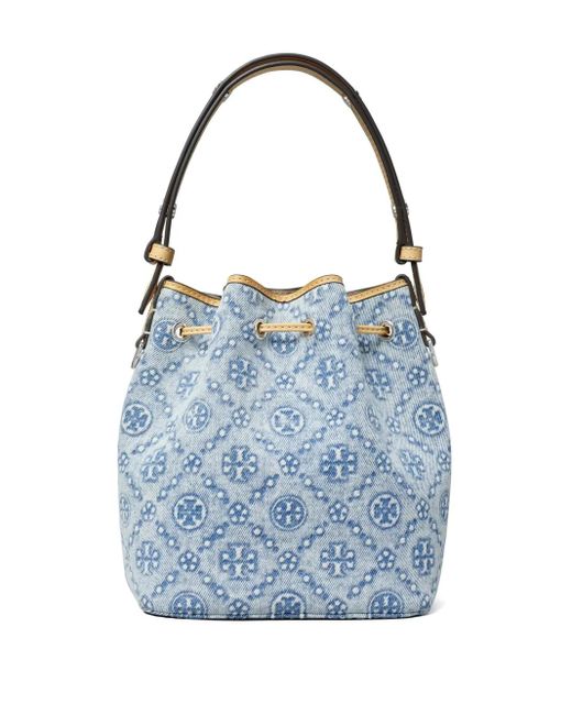 Borsa A Secchiello T Monogram di Tory Burch in Blue