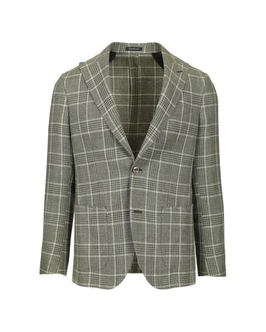 Al Duca D'aosta Green Prince Of Wales-Check Blazer for men