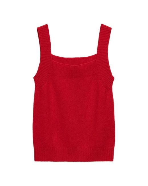 Prada Red Shetland Wool Tank Top for men