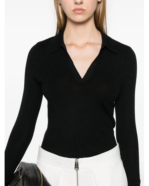 Eric Bompard Black Knitted Polo Top