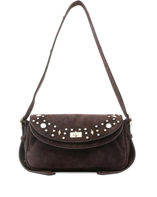 Sandro Black Le Mambo Janys Studded Suede Bag