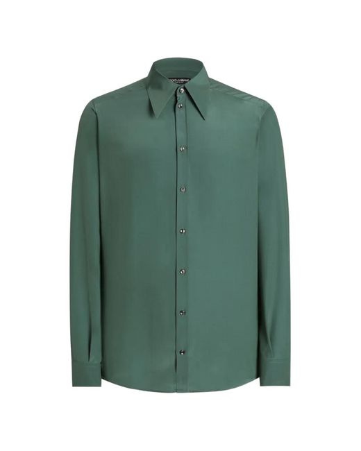 Dolce & Gabbana Green Chemise En Crêpe De Chine En Soie for men
