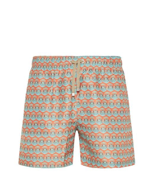 Benibeca White Chechens Geometric-Print Drawstring-Waist Swim Shorts for men
