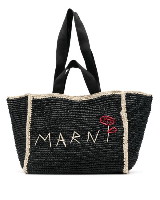 Marni Black Sillo Makramee-Handtasche