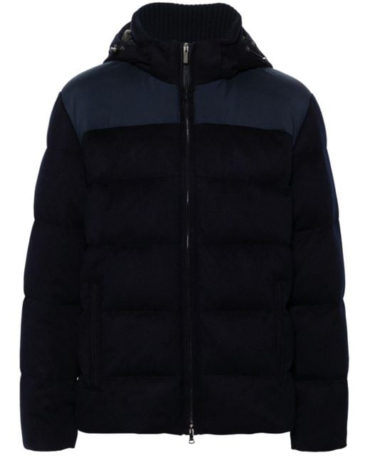 Paul & Shark Blue Cashmere Puffer Jacket for men