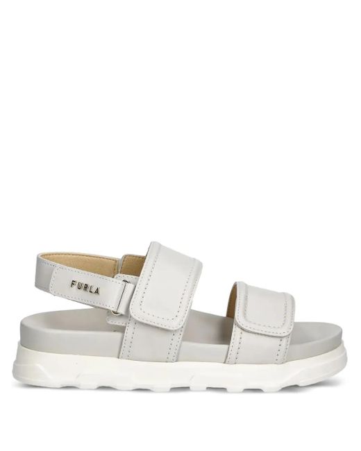 Furla Sandalen Met Logoplakkaat En Dubbel Bandje in het White