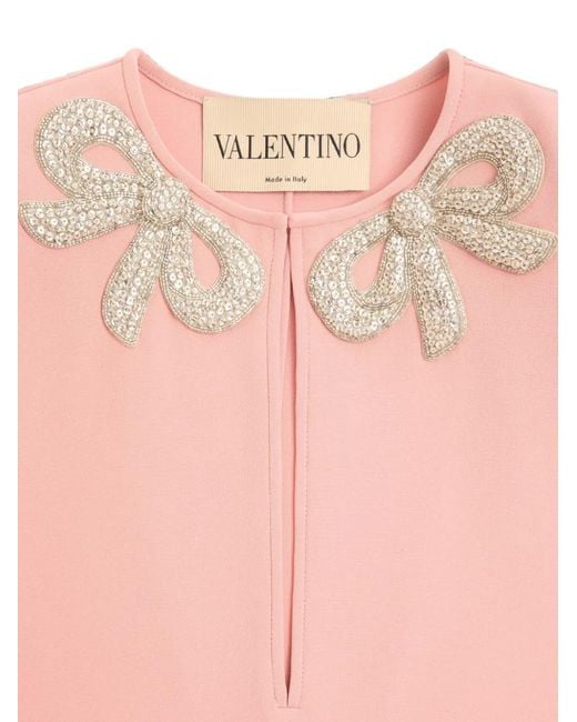 Valentino Garavani Pink Robe Courte En Crêpe Couture À Broderie