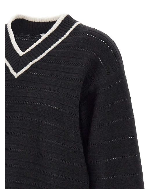 Marella Vネック リブセーター Black