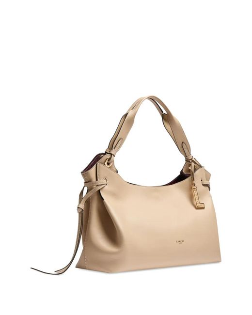 Lancel Natural Swann Leather Tote Bag