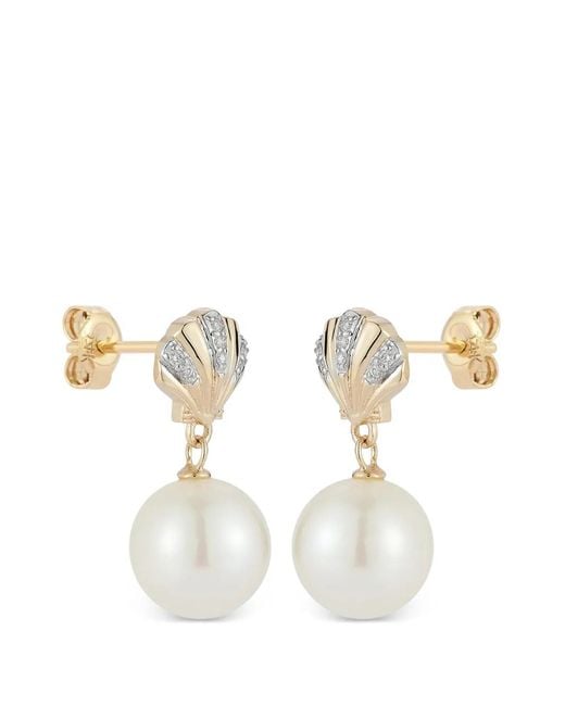 Mateo White Petite Venus Pearl And Diamond Earrings