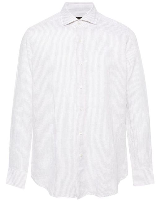 Striped linen shirt di Dell'Oglio in White da Uomo