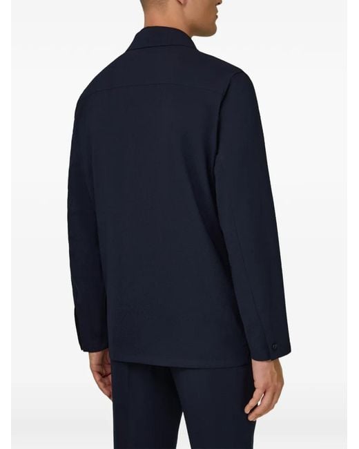 Boggi Blue Patch Pockets Wool Shirt Jacket for men