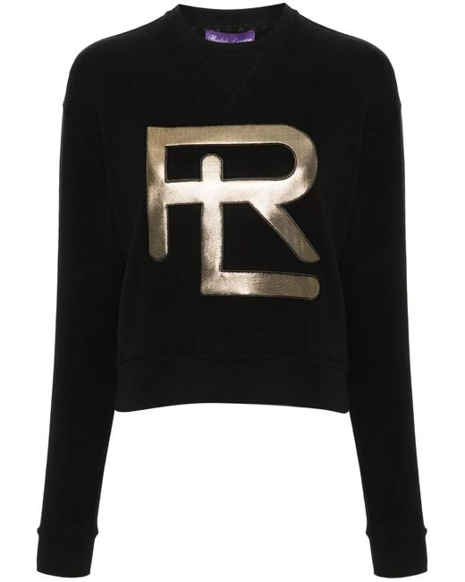 Ralph Lauren Black Logo-Embroidered Tonal Stitching Sweatshirt