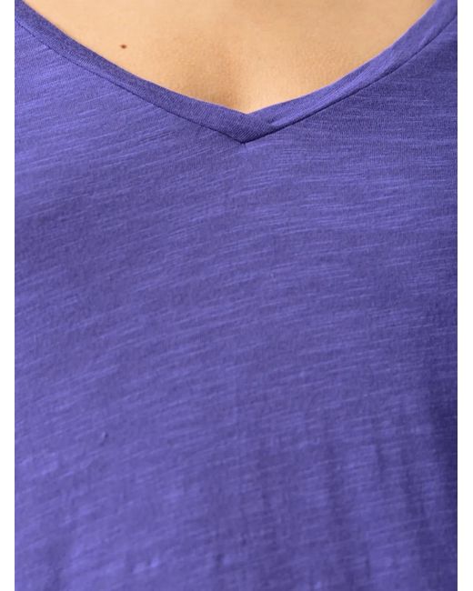 American Vintage Jacksonville T-Shirt Met V-Hals En Lange Mouwen in het Purple