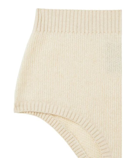Alanui Natural Ribbed Cashmere Shorts