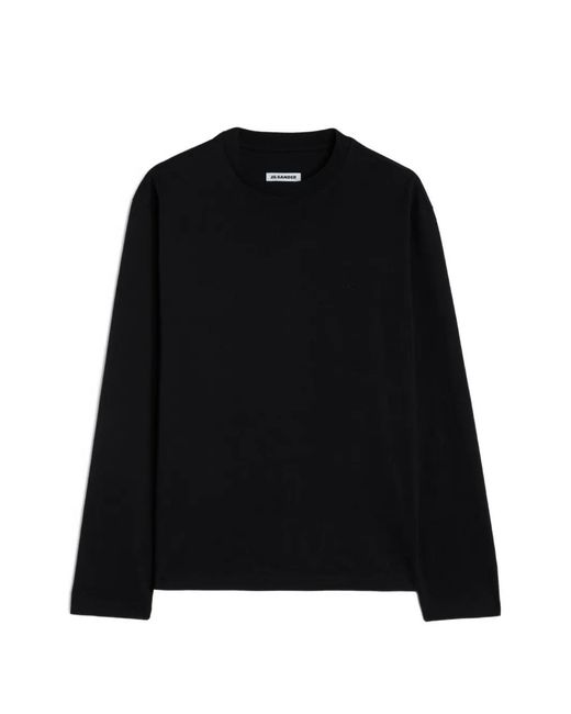 Jil Sander Black 3-Pack Long-Sleeved Cotton T-Shirt Set With Embroidered Monogram for men
