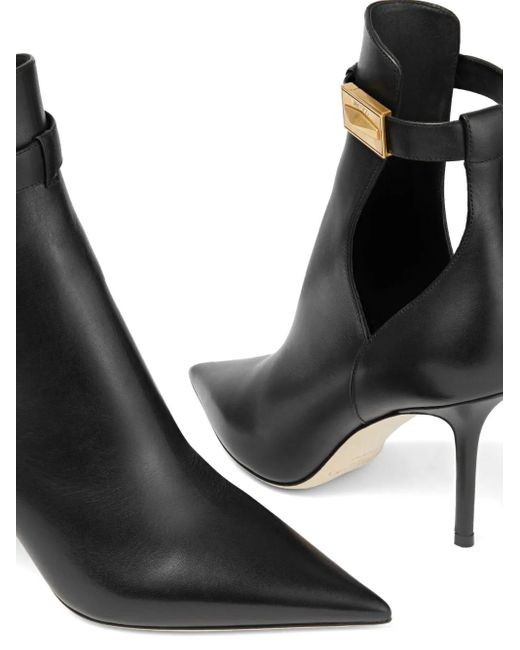Jimmy Choo Black Nell 85 Leather Bootie