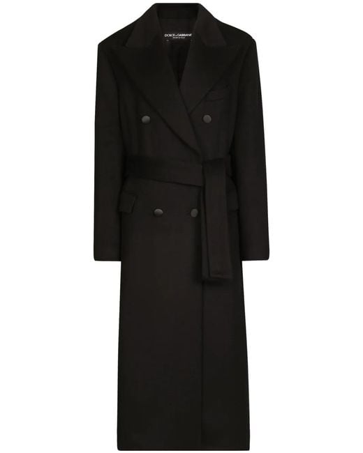 Dolce & Gabbana Black Cashmere Belted Coat
