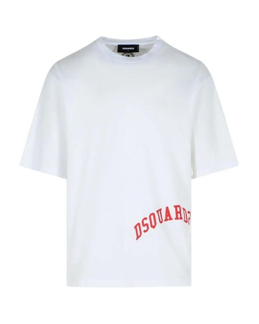 DSquared² T-Shirt Met Logoprint Met Ronde Hals in het White voor heren