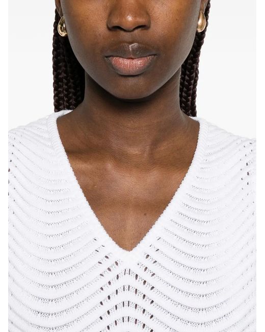 Neera White V-Neck Textured Mini Dress