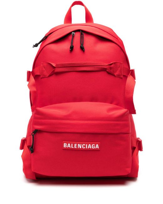 Balenciaga Red Zipped Canvas Ski Backpack for men