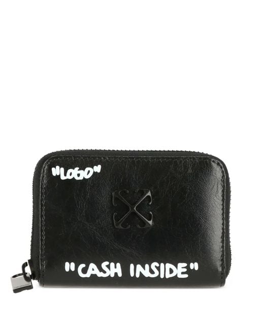Off-White c/o Virgil Abloh Black Logo-Plaque Quote-Print Wallet