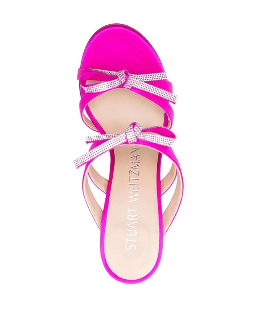 Stuart Weitzman Pink Crystal-Embellished Bow Sandals