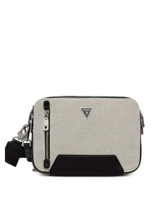 Guess Gray Torino Logo-Plaque Panelled Shoulder Bag for men