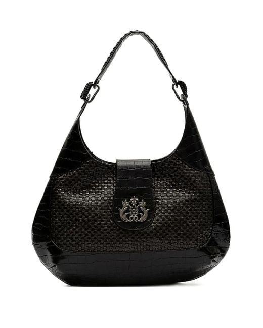 Moon woven embossed shoulder bag Isla de color Black