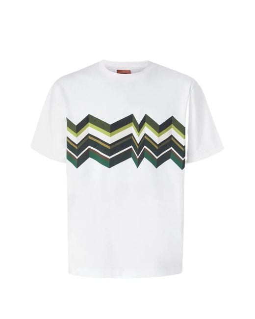 Missoni White T-Shirt With Zigzag Print for men