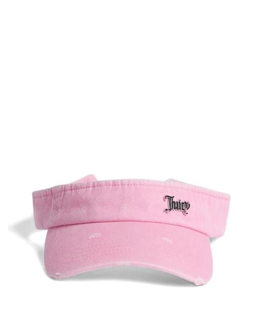 Juicy Couture Pink Distressed-Finish Denim Visor