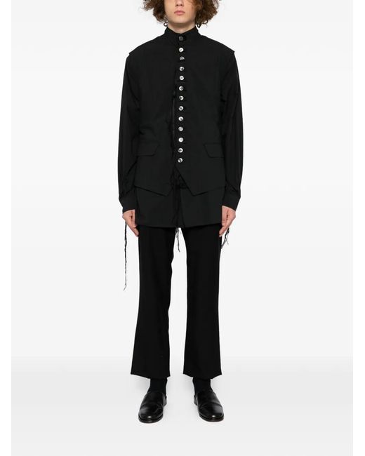 Midorikawa Black Strapped Waistcoat for men