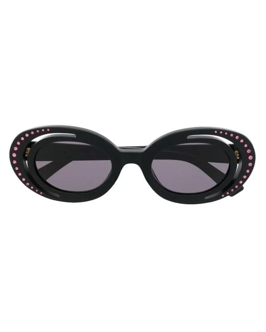 Marni Black Crystal-Embellishment Oval-Frame Sunglasses