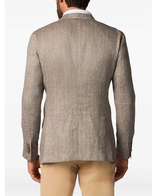 Brooks Brothers Gray Herringbone Linen Blazer for men