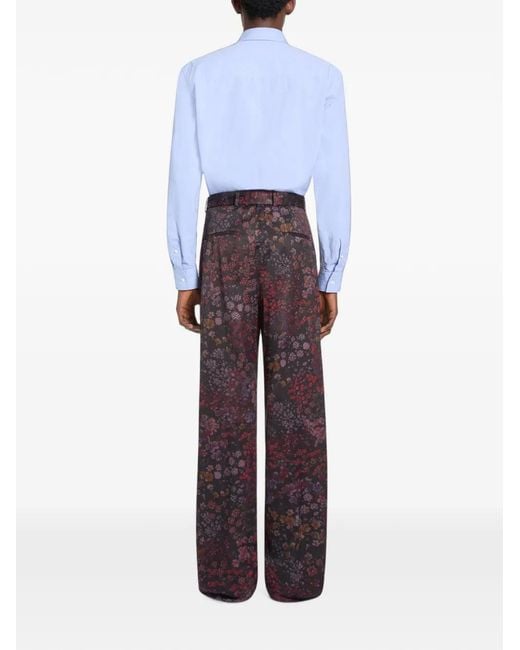 Dries Van Noten Purple Belted Viscose Pants for men