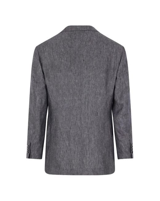 Brunello Cucinelli Gray Single-breasted Linen Suit for men