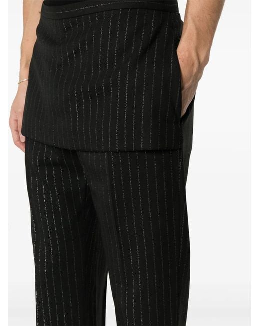 Acne Black Pinstripe-Pattern Trousers for men