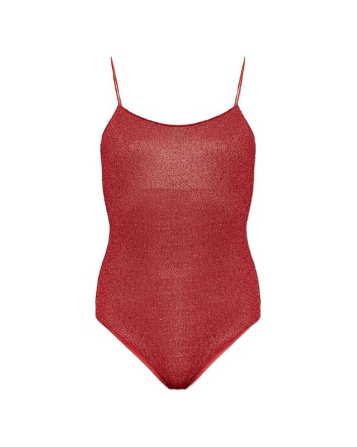 Oseree Red Scoop-Neck Swimsuit