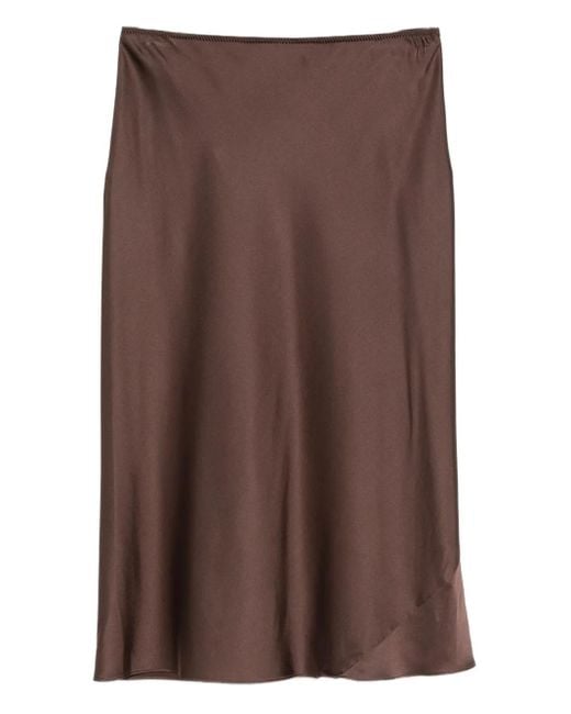 Dorothee Schumacher Brown Bias-Cut Satin Midi Skirt
