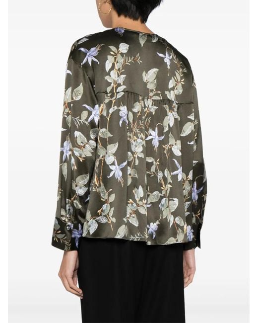Vince Black Bellflower Silk Blouse