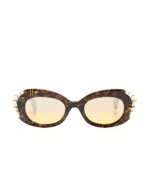 Vivienne Westwood Vivienne Pearl Sonnenbrille mit ovalem Gestell in Natural für Herren
