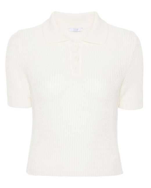 Peserico White Short-sleeve Knitted Top
