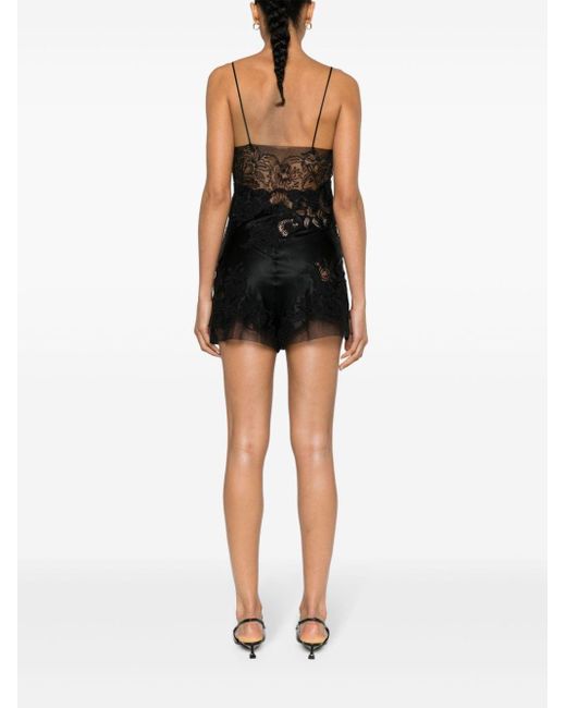 Ermanno Scervino Black Sleeveless Corded-lace Playsuit