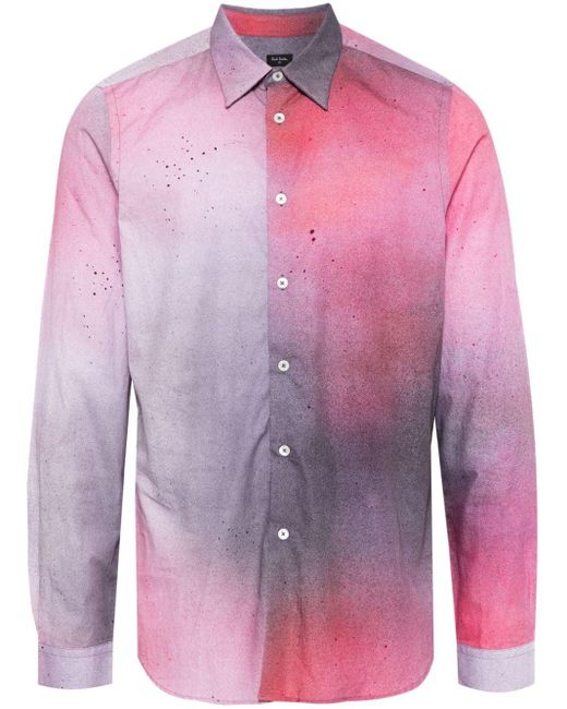 Paul Smith Pink Abstract-print Cotton Shirt for men