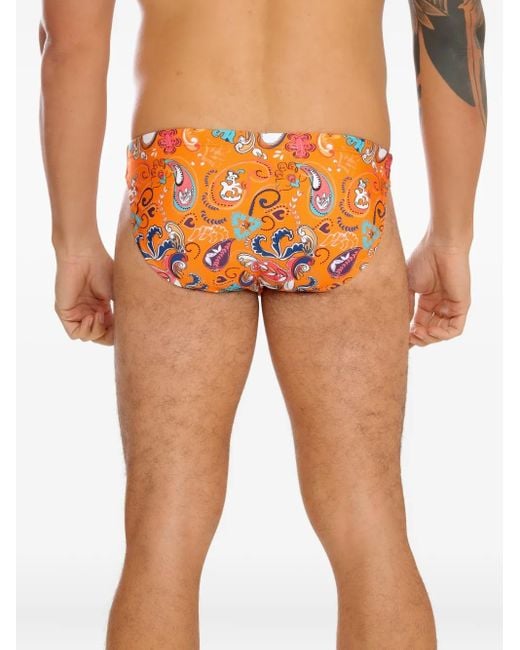 Amir Slama Orange Slip De Bain À Motif Cachemire for men