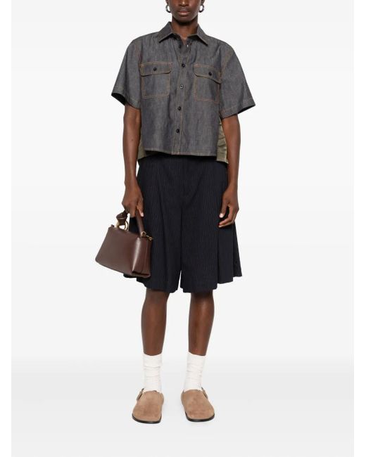 Sacai Gray Double-Pocket Denim Shirt