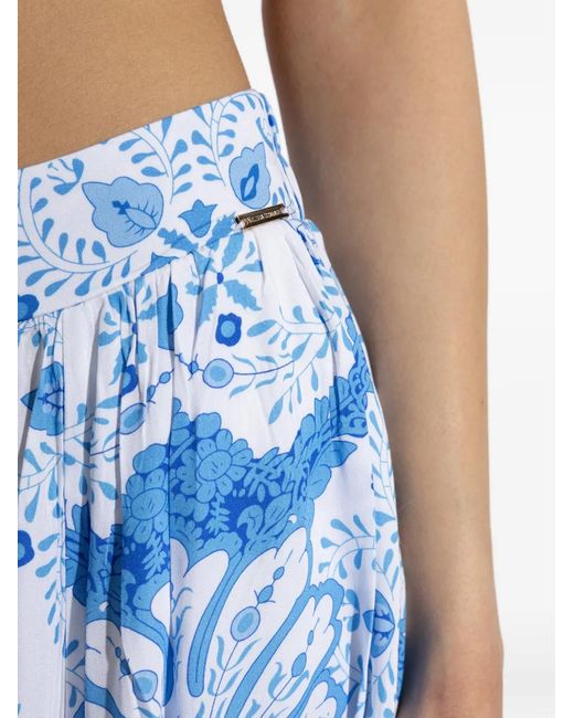 Melissa Odabash Blue Shiloh Floral-Print Skirt